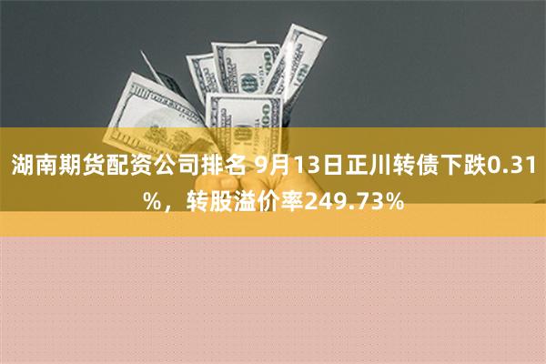 湖南期货配资公司排名 9月13日正川转债下跌0.31%，转股溢价率249.73%