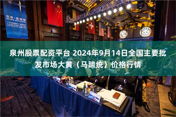 泉州股票配资平台 2024年9月14日全国主要批发市场大黄（马蹄统）价格行情