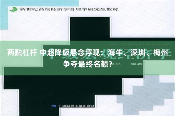 两融杠杆 中超降级悬念浮现：海牛、深圳、梅州争夺最终名额？