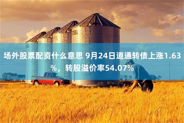 场外股票配资什么意思 9月24日道通转债上涨1.63%，转股溢价率54.07%