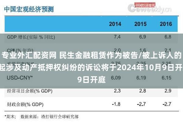 专业外汇配资网 民生金融租赁作为被告/被上诉人的2起涉及动产抵押权纠纷的诉讼将于2024年10月9日开庭