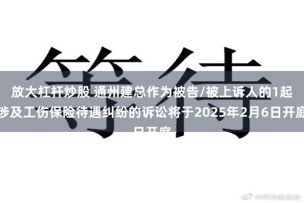 放大杠杆炒股 通州建总作为被告/被上诉人的1起涉及工伤保险待遇纠纷的诉讼将于2025年2月6日开庭